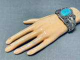 Dynamic Native American Navajo Spiderweb Turquoise Sterling Silver Bracelet Signed-Nativo Arts