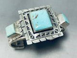 Best Larry Kay Vintage Native American Navajo Squared Turquoise Sterling Silver Bracelet-Nativo Arts