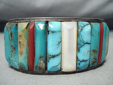 Bobby Begay 1975 Vintage Native American Navajo Turquoise Sterling Silver Inlay Bracelet Old-Nativo Arts