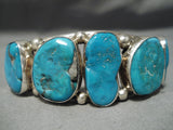 Important Huge Chunky Vintage Native American Navajo Turquoise Sterling Silver Bracelet-Nativo Arts