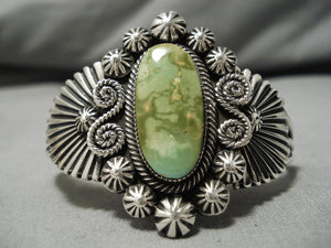 Important Vintage Native American Navajo Leo Martinez Sterling Silver Hachita Turquoise Bracelet-Nativo Arts