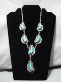 Stunning Angela Lee Turquoise Leaf Sterling Silver Native American Necklace-Nativo Arts
