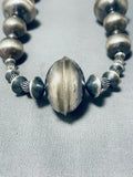 One Of The Biggest Native American Navajo Hand Tooled Sterling Silver Necklace-Nativo Arts