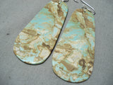 Native American One Of The Biggest Santo Domingo #8 Turquoise Sterling Silver Earrings-Nativo Arts