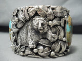 Huge Grizzly Native American Royston Turquoise Sterling Silver Bracelet-Nativo Arts