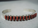 Fantastic Zuni Coral Sterling Silver Bracelet Native American-Nativo Arts