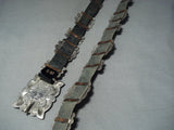 Signed Vintage Native American Navajo Sleeping Beauty Turquoise Sterling Silver Concho Belt-Nativo Arts