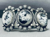 One Of Best Native American Navajo White Buffalo Turquoise 92 Gram Sterling Silver Bracelet-Nativo Arts