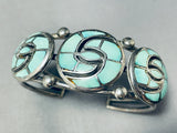 Important Vintage Native American Zuni Turquoise Swirl Sterling Silver Bracelet Cuff-Nativo Arts