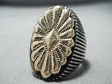 Huge Men's Heavy Vintage Native American Navajo 14k Gold Sterling Silver Ring-Nativo Arts