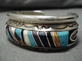 Amazing Jimmy Frank Vintage Native American Navajo Turquoise Sugulite Sterling Silver Bracelet-Nativo Arts