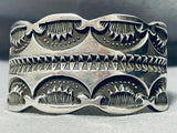 128 Gram Into The Deep Stamp Vintage Native American Navajo Sterling Silver Bracelet-Nativo Arts