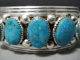 Impressive Vintage Native American Navajo 5 Carico Lake Turquoise Sterling Silver Bracelet-Nativo Arts