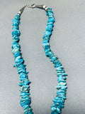 One Of The Most Unique Vintage Native American Navajo Tubule Sterling Silver Turquoise Necklace-Nativo Arts