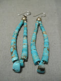 Important Vintage Native American Navajo #8 Turquoise Jacla Sterling Silver Style Earrings Old-Nativo Arts