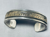 Heavy 14k Gold Vintage Native American Navajo Sterling Silver Bracelet Cuff-Nativo Arts