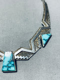 Native American Important Very Rare Mine Vintage Turquoise Sterling Silver Necklace-Nativo Arts