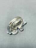 One Of The Most Intricate Native American Navajo Turquoise Inlay Sterling Silver Bear Ring-Nativo Arts