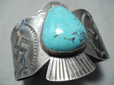 Earler Rare Vintage Native American Navajo Turquoise Whirling Logs Sterling Silver Bracelet-Nativo Arts