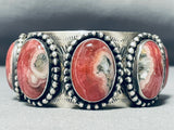 Pink Stone Heavy Native American Sterling Silver Bracelet-Nativo Arts
