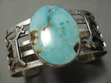 Rare Early Vintage Native American Navajo Carico Lake Turquoise Animal Sterling Silver Bracelet-Nativo Arts