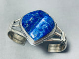 Mighty Lapis Native American Navajo Signed Sterling Silver Bracelet Cuff-Nativo Arts