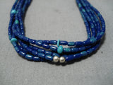 Marvelous Vintage Native American Navajo Choker Lapis Turquoise Sterling Silver Necklace Old-Nativo Arts