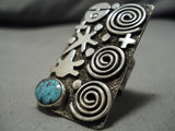 Rare Vintage Native American Navajo Blue Diamond Turquoise Sterling Silver Ring-Nativo Arts