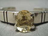 Huge Rare Vintage Native American Navajo Citrine Sterling Silver Bracelet-Nativo Arts