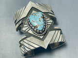 One Of The Most Unique Ever Vintage Native American Navajo Turquoise Sterling Silver Bracelet-Nativo Arts