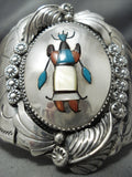 One Of The Most Unique Vintage Native American Zuni Turquoise Inlay Sterling Silver Bracelet-Nativo Arts