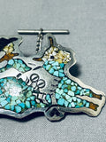One Of The Most Unique Vintage Native American Navajo Rodeo Turquoise Sterling Silver Pin-Nativo Arts