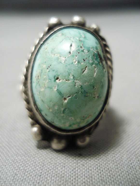 High Grade Old Deposit Carico Lake Turquoise Vintage Native American Navajo Sterling Silver Ring-Nativo Arts