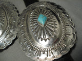 Huge And Heavy! Vintage Native American Navajo Hand Tooled Sterling Silver Turquoise Concho Belt-Nativo Arts
