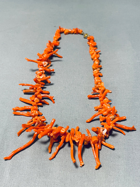 Chain Necklace with Red Coral Branch Cluster - Chapeau Atelier