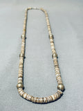 Native American Fabulous Vintage Santo Domingo Brown Shell Heishi Sterling Silver Necklace-Nativo Arts