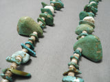 Earlier 1900's Vintage Santo Domingo Native American Navajo Hachita Turquoise Necklace Old-Nativo Arts