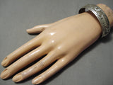 Detailed Vintage Native American Navajo Hand Tooled Sterling Silver Hogan Bracelet-Nativo Arts