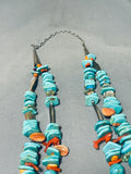 Native American One Of The Best Santo Domingo Turquoise Sterling Silver Tubule Necklace-Nativo Arts