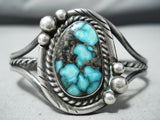 Intense Vintage Native American Navajo Deep Spiderweb Turquoise Sterling Silver Bracelet-Nativo Arts