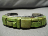The Best Native American Navajo Gaspeite Sterling Silver Native American Navajo Inlay Bracelet-Nativo Arts