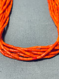 Native American One Of The Finest Santo Domingo Coral Tubule Sterling Silver Necklace-Nativo Arts