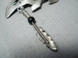 Gil Brown Vintage Native American Navajo Black Onyx Sterling Silver Bear Pendant-Nativo Arts
