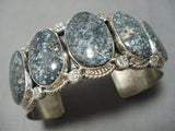 Very Rare Native American Navajo Domed New Lander Blue Turquoise Sterling Silver Bracelet-Nativo Arts