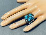 Native American Magnificent Vintage Powerful Turquoise Sterling Silver Ring-Nativo Arts