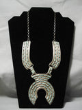 Museum Quality Vintage Native American Navajo Zuni Needlepoint Turquoise Squash Blossom Necklace-Nativo Arts
