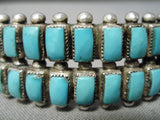 Rare Vintage Zuni Native American Navajo Squared Turquoise Sterling Silver Bracelet Old-Nativo Arts