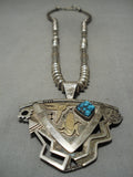 One Of The Best Vintage Native American Navajo Real Gold Sterling Silver Turquoise Necklace Old-Nativo Arts
