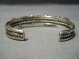Chunky Vintage Native American Navajo Turquoise Sterling Silver Coiled Bracelet Old-Nativo Arts
