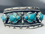 Turtle Turquoise Vintage Native American Navajo Sterling Silver Bracelet Cuff-Nativo Arts